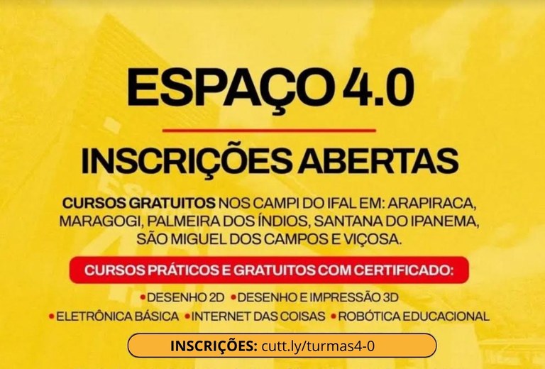  Ifal seleciona alunos para cursos do Espaço 4.0 