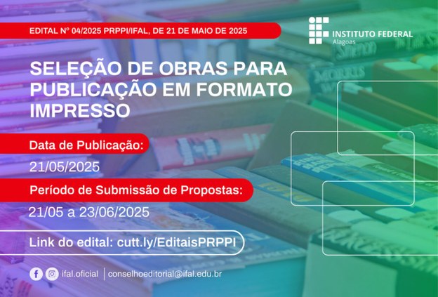 Ifal seleciona obras para publicar livros no formato impresso