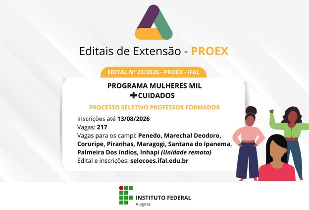 Ifal seleciona professor formador para o Mulheres Mil Mais Cuidados