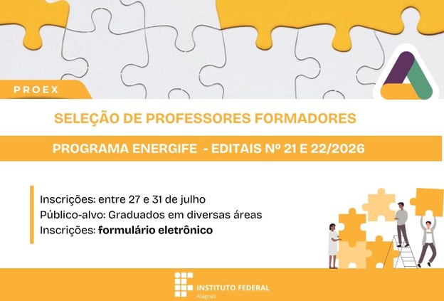 Ifal seleciona profissionais para atuarem de professores formadores em seis cidades