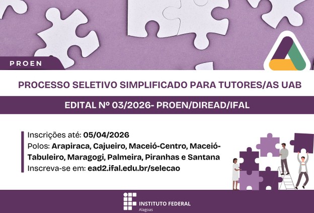 Ifal seleciona tutores para cursos superiores a distância e semipresencial