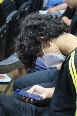 O estudante Luiz Felipe fez o teste de interesses durante o evento de lançamento do Soutec, no auditório do MEC, em Brasília, no dia 3 de junho