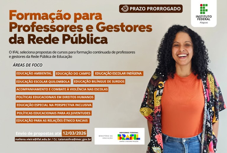 Prazo para submissão de projetos para cursos de formação de docentes e gestores da rede pública de educação é prorrogado