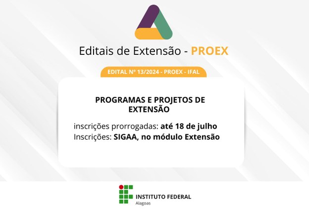 Proex amplia prazo de inscrições para programas e projetos de extensão
