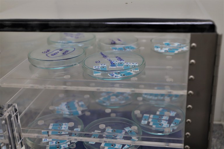 Em um dos laboratórios, de Análise Químicas, são realizados a análise de água e de nanotecnologias, com o desenvolvimento de biossensores.JPG