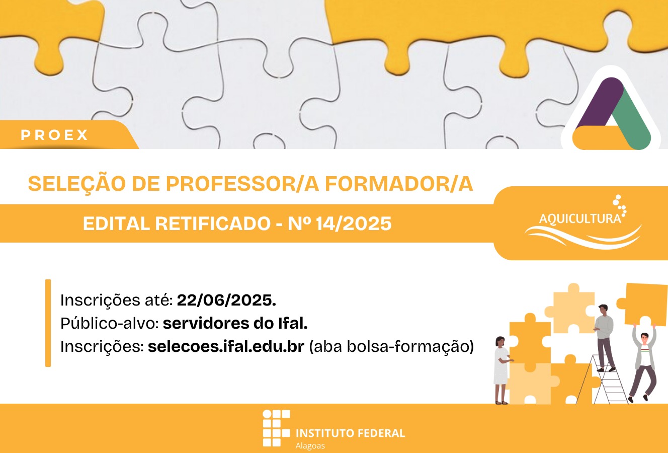 Retificação: seleção de professores para cursos do Programa Bolsa Formação Aquicultura