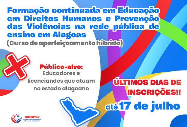 Últimos dias de inscrições para curso de Educação em Direitos Humanos e Prevenção das Violências