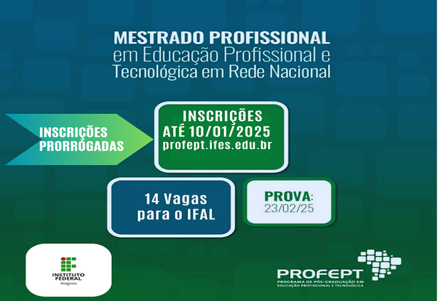 Inscrições  para o Mestrado Profissional em EPT  são prorrogadas até 10 de janeiro de 2025